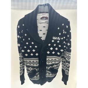 Born Fly Aviator Sweater Mens M Blue‎ Nylon Elbow Pocket Heavy Weight Streetwear